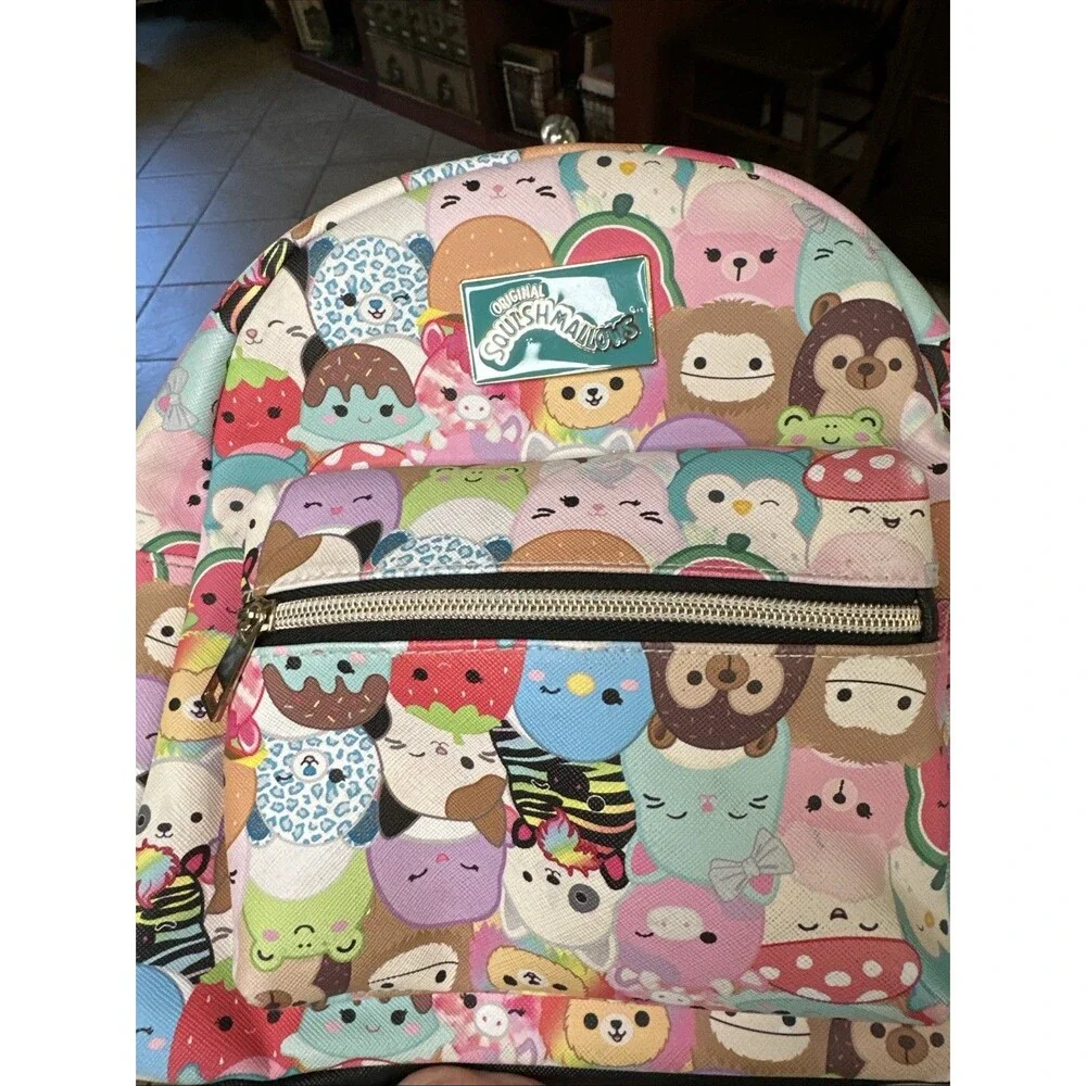 Squishmallows Mini Backpack All Over Print Metal Logo Plate NWOT Kellytoy